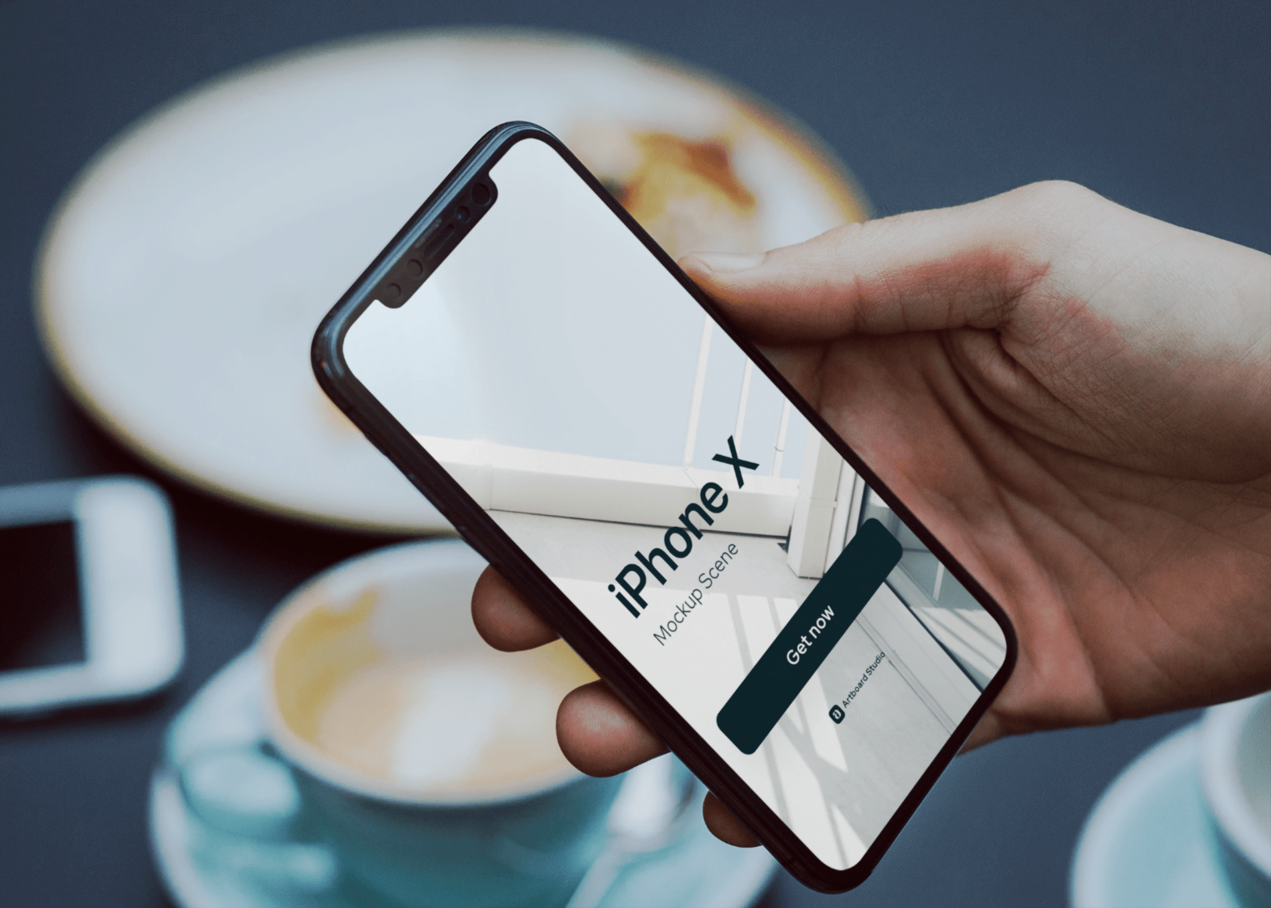 A great alternative for showcasing your apps, . Hand Holding Iphone X Mockup Scene